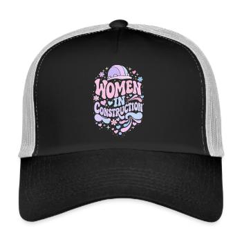 Women in Construction – Pastel Retro - Casquette trucker  - noir/gris pierre - Devant
