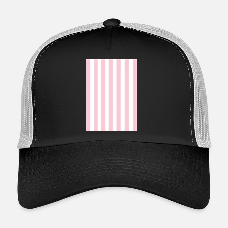 Stripes - pink white personalizable - Trucker Cap - black/stone grey