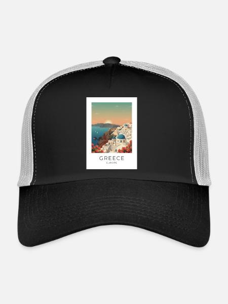 Santorini Sunset Coastal View - Trucker Cap - black/stone grey - Front