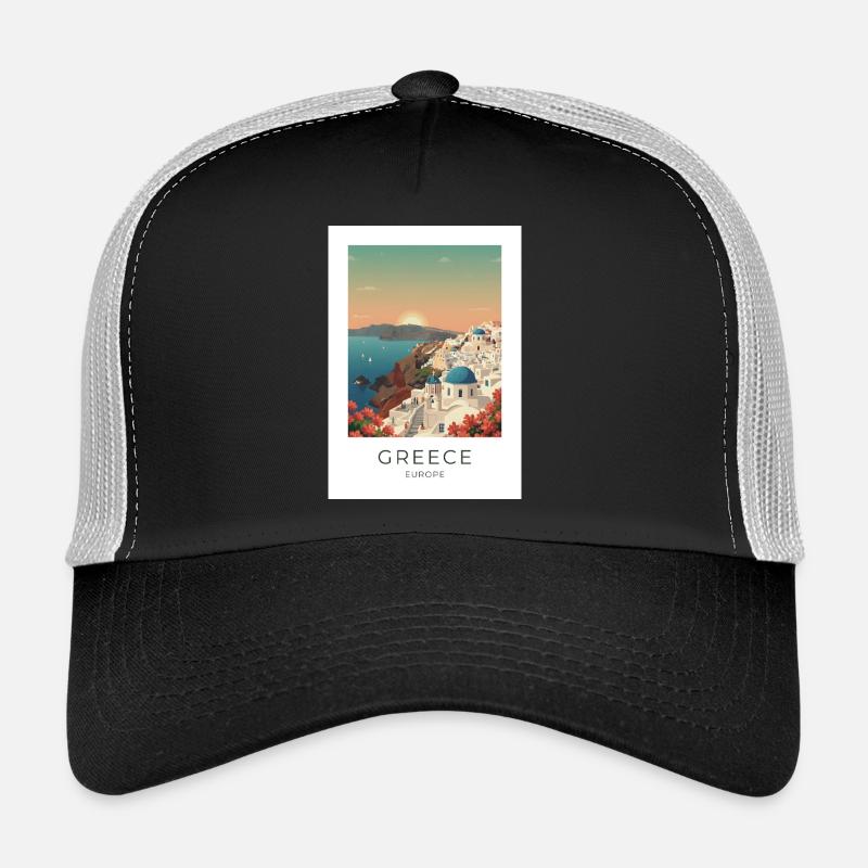 Vue côtière du coucher de soleil de Santorin Casquette trucker 