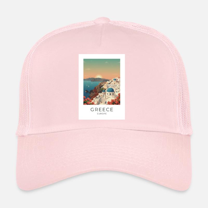 Vue côtière du coucher de soleil de Santorin Casquette trucker 