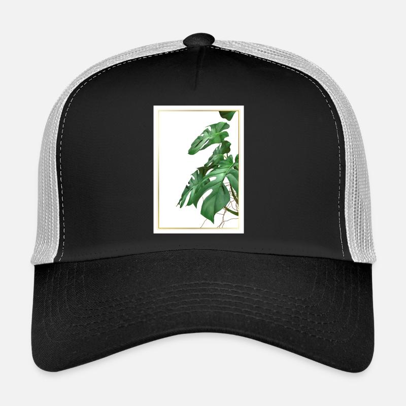 Feuilles de monstera dans un cadre doré Casquette trucker 