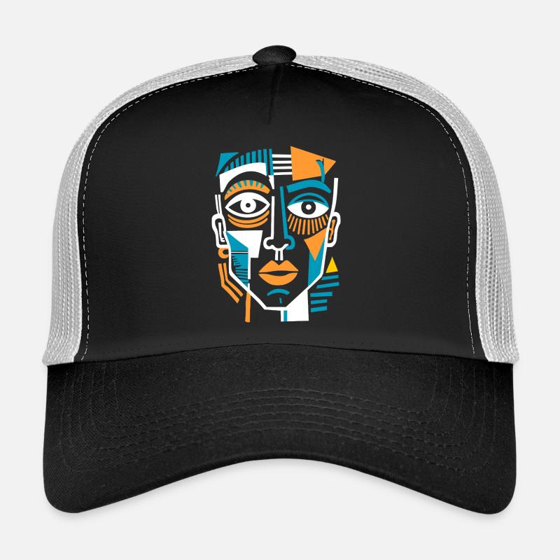 Buntes kubistisches Gesicht - Trucker Cap - Schwarz/Steingrau
