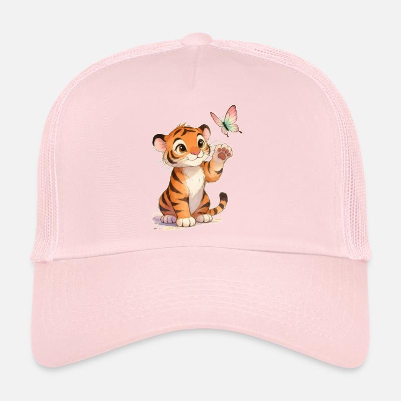 Kawaii Tiger avec papillon 🐯🦋 – Conception du tender Casquette trucker 