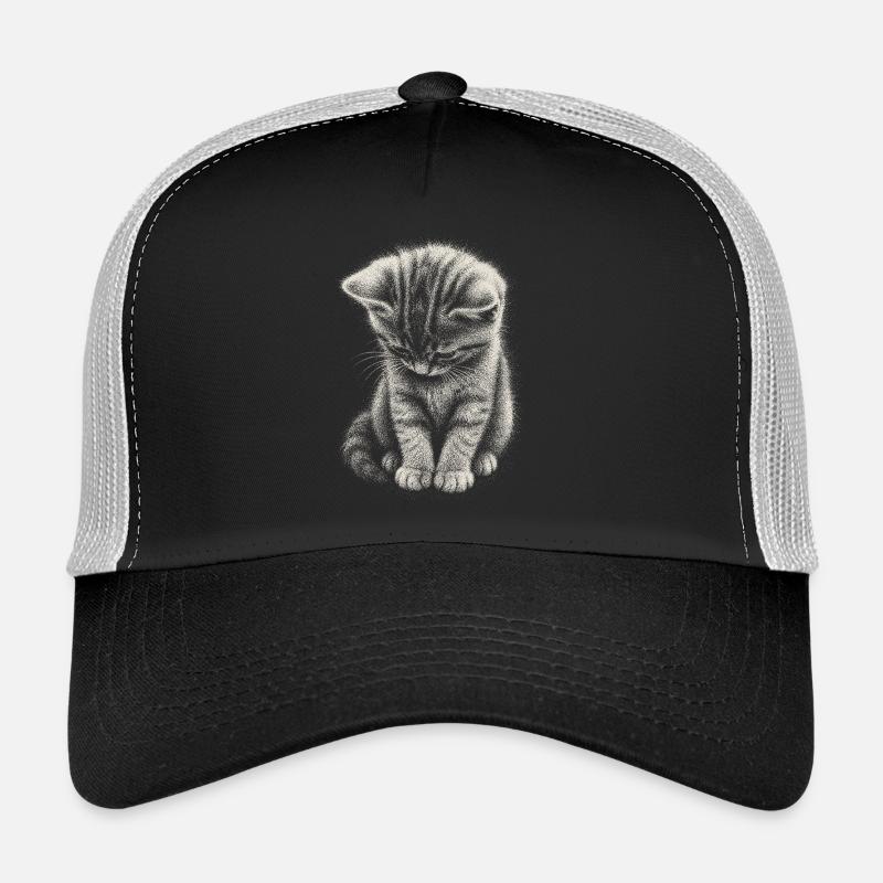 Trauriges Kätzchen Katze Süß Niedlich Kunst Trucker Cap