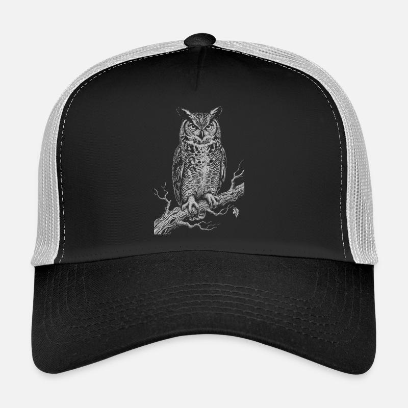 Eulen-Silhouette auf Moonlit Branch Trucker Cap