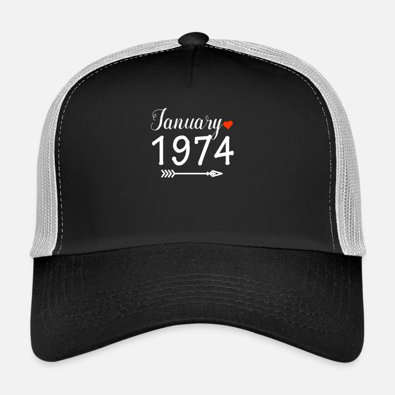 Januar 1974 - Trucker Cap - Schwarz/Steingrau