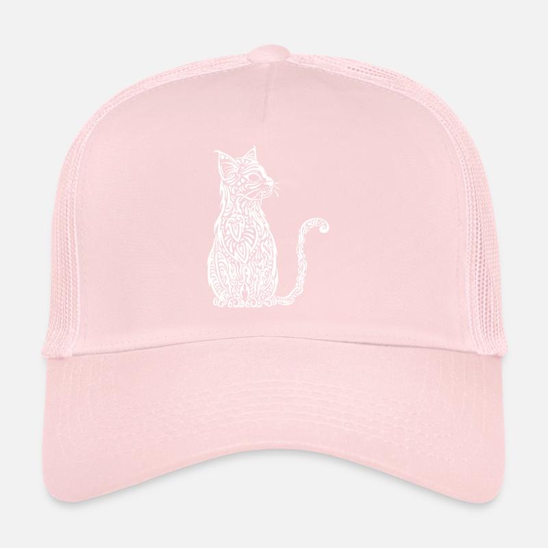 Chat Tribal blanc Casquette trucker 