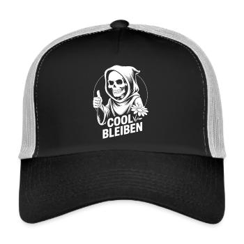 Grim Reaper lustig Motivation Cool bleiben - Trucker Cap - Schwarz/Steingrau - Vorne