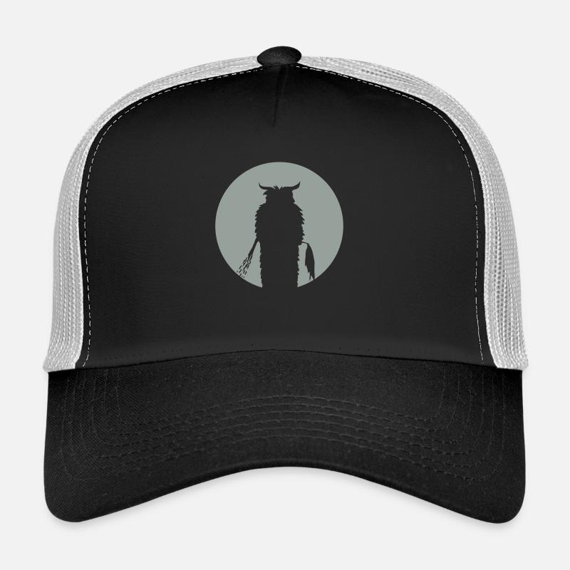 Mond mit Krampus Silhouette - Trucker Cap - Schwarz/Steingrau