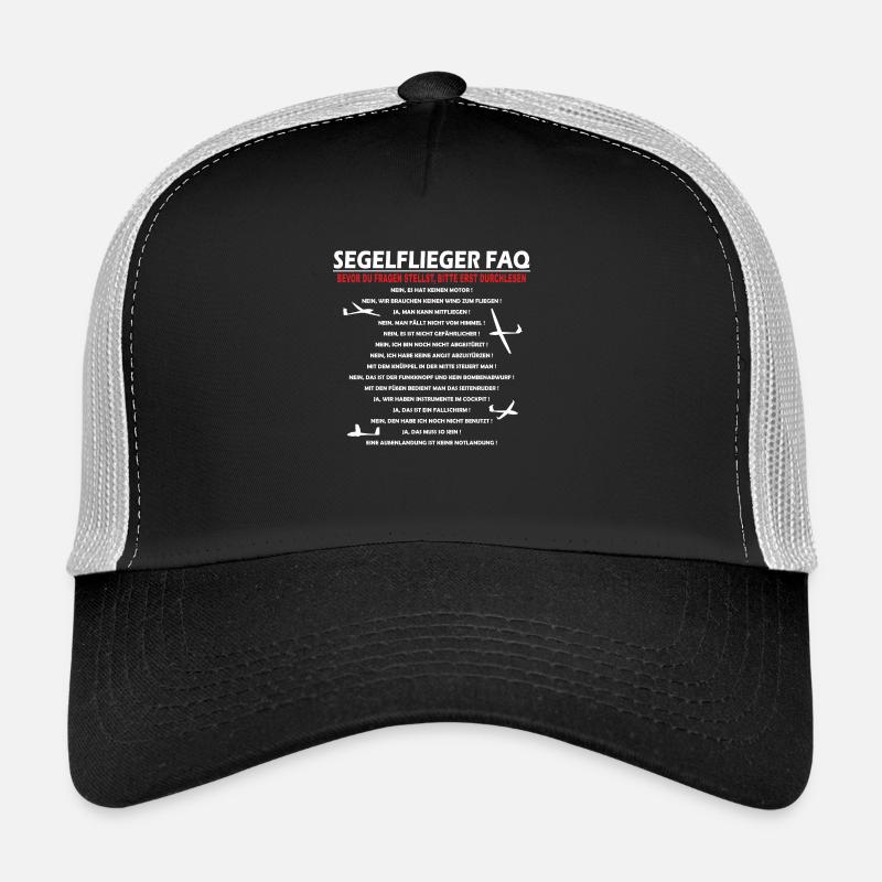 Segelflieger FAQ Geschenk - Trucker Cap - Schwarz/Steingrau