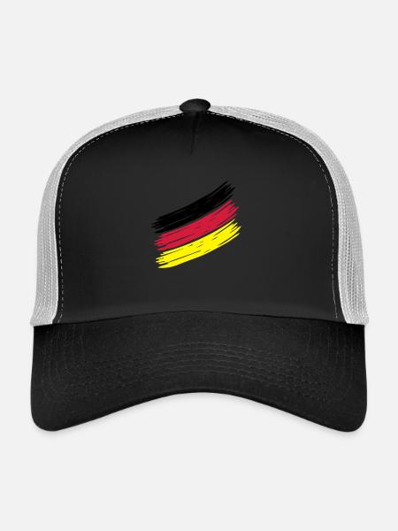 Rayures Allemand - bandes allemandes - Allemagne - - Casquette trucker - noir/gris pierre - Devant