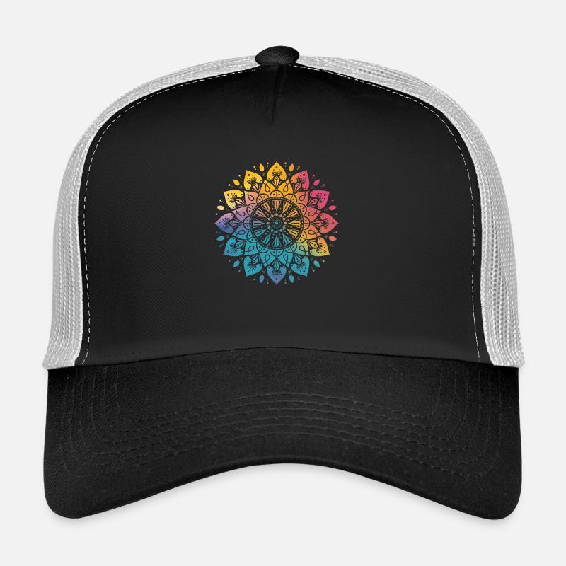 Regenbogen Mandala - Trucker Cap - Schwarz/Steingrau