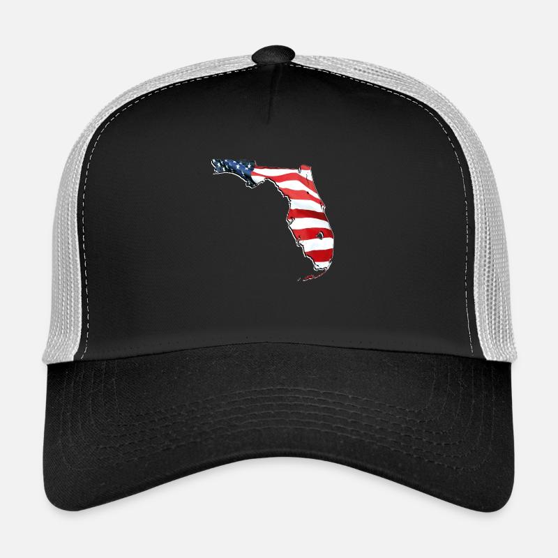 USA Flag in Florida State Map Trucker Cap