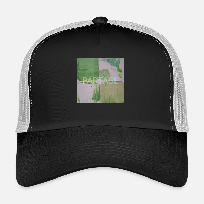 Green abstract squares painting, sharing, fun image Trucker Cap