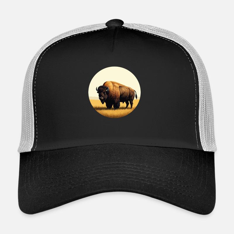 Bison dans la prairie Casquette trucker 