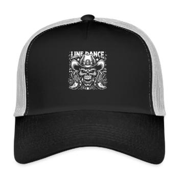 Line Dance Skull with Stetson and Boots and Lasso - Trucker Cap - black/stone grey - Front