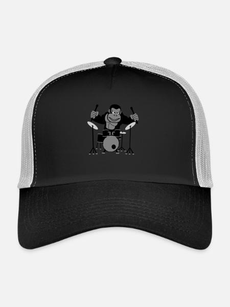 Gorilla Drummer - Casquette trucker  - noir/gris pierre - Devant