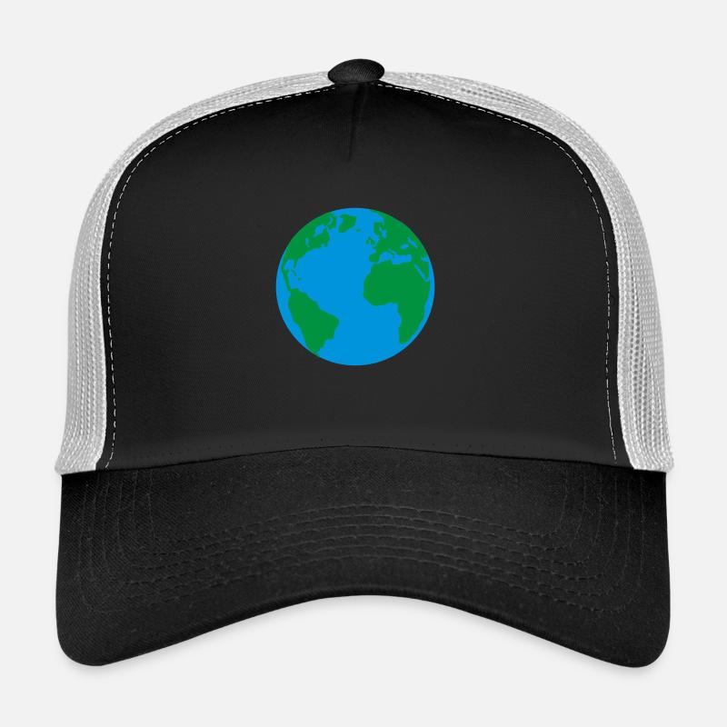 Erde, Erdkugel, Welt - Trucker Cap - Schwarz/Steingrau