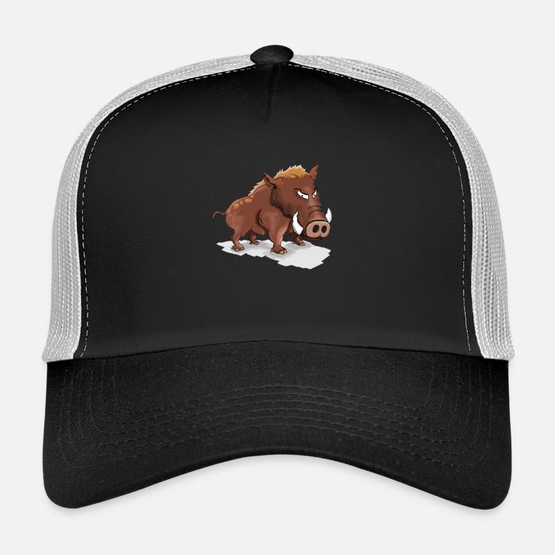 Cooles Wildschwein - Trucker Cap - Schwarz/Steingrau