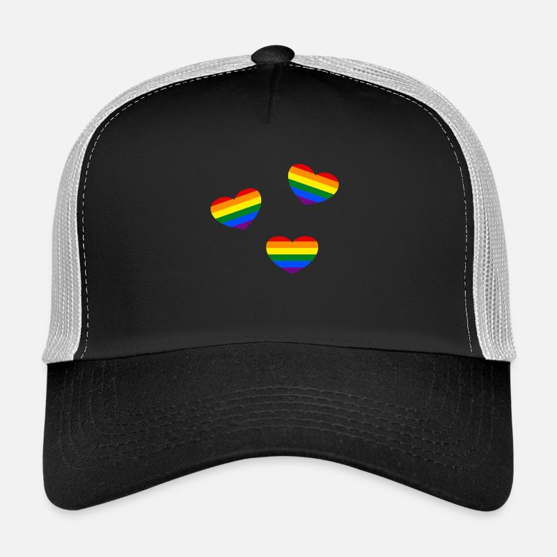 Drapeau de la fierté Coeurs Casquette trucker 