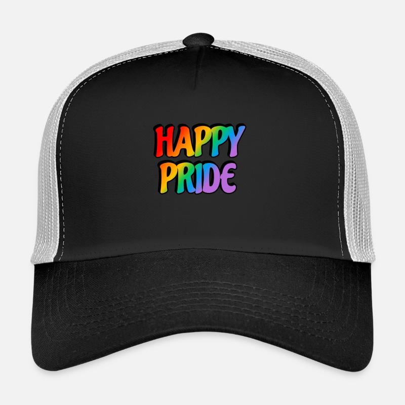 Texte arc-en-ciel Happy Pride Casquette trucker 