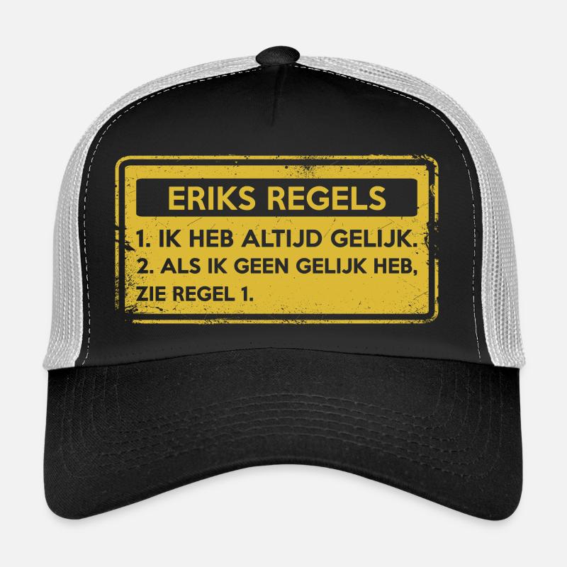 règles Eriks. Cadeau original. - Casquette trucker  - noir/gris pierre