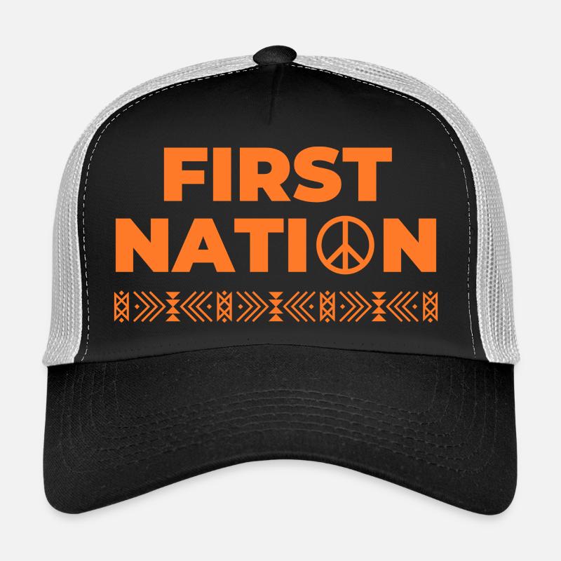 first nation indigen USA - Trucker Cap - Schwarz/Steingrau