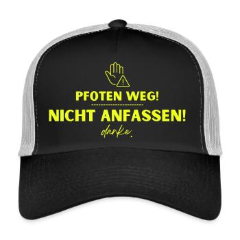 Warnhinweis Pfoten weg! - Trucker Cap - Schwarz/Steingrau - Vorne