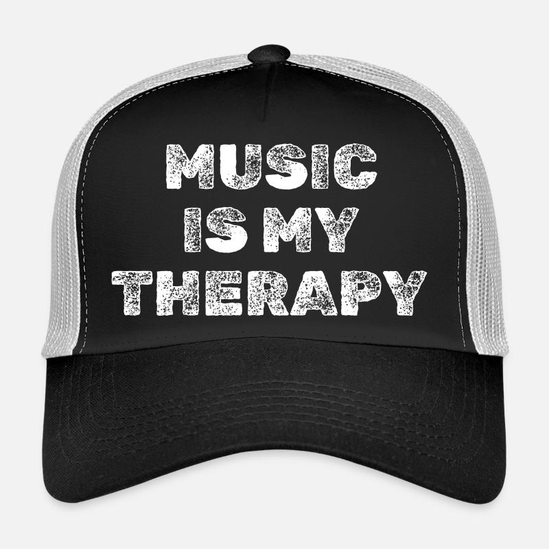 Music Is My Therapy Grunge Style Trucker Cap