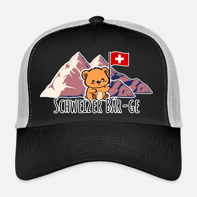 Schweizer Berge äh Bär-ge! putziger Schweizer Bär - Trucker Cap - Schwarz/Steingrau