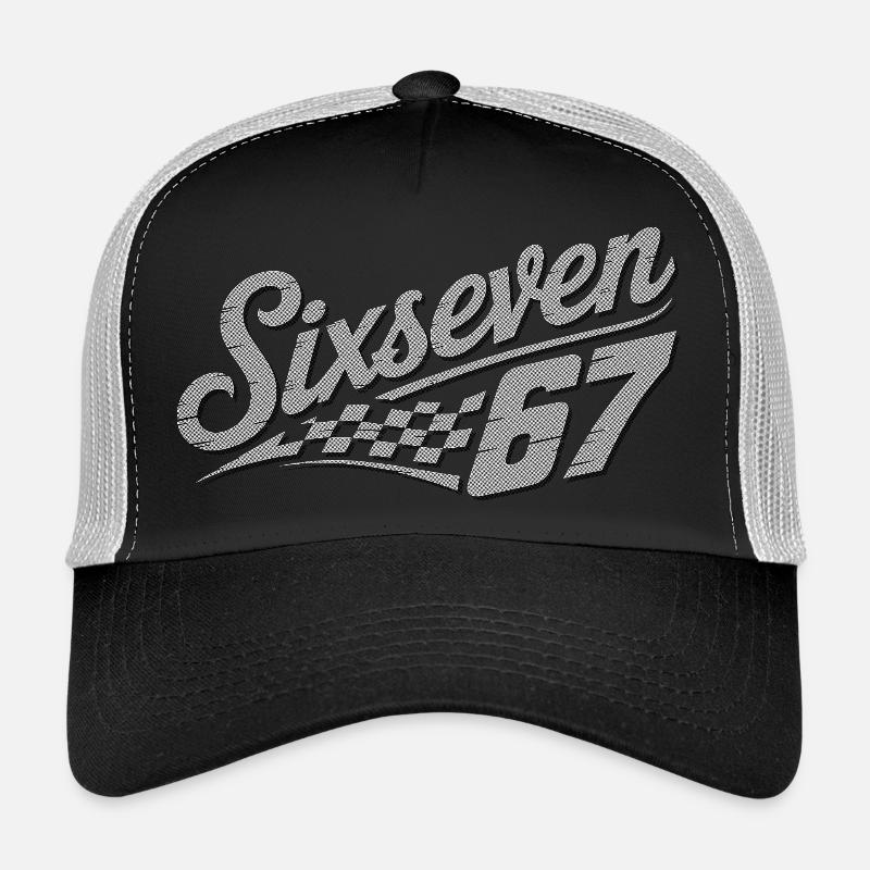 Six Seven Schachbrettflagge - Trucker Cap - Schwarz/Steingrau