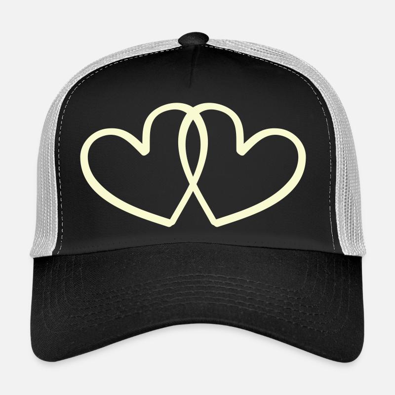 Dessin au trait de deux cœurs entrelacés Casquette trucker 
