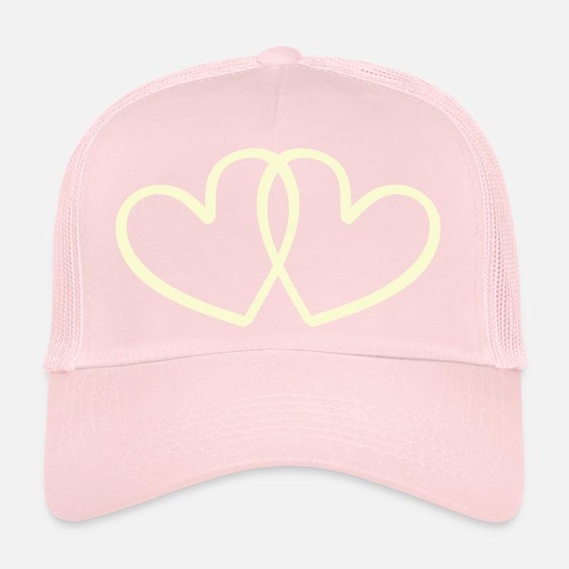 Dessin au trait de deux cœurs entrelacés Casquette trucker 