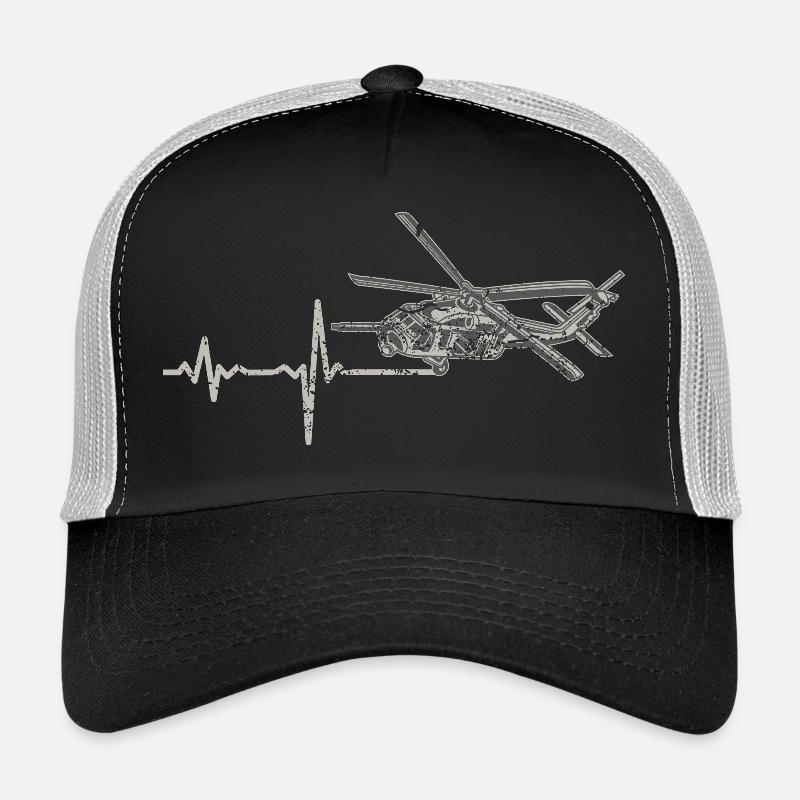 Shirt Geschenk Heartbeat Hubschrauber - Trucker Cap - Schwarz/Steingrau