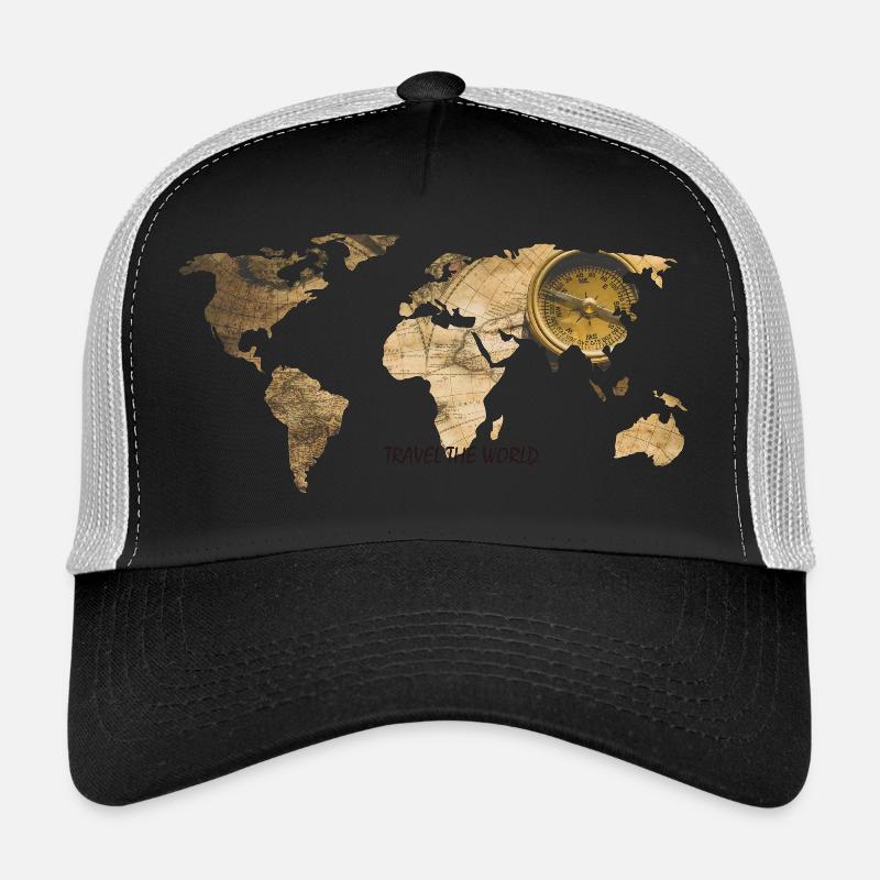 WORLD MAP - Trucker Cap - Schwarz/Steingrau