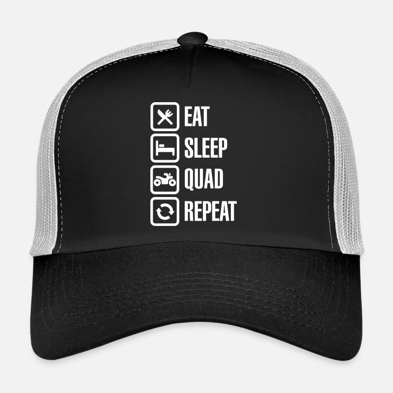 Eat sleep quad repeat ATV all-terrain vehicle Trucker Cap