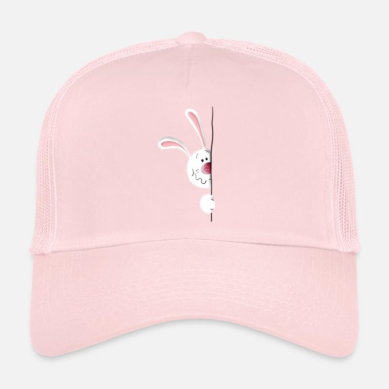 White Bunny - Rabbit - Cute - Comic Trucker Cap