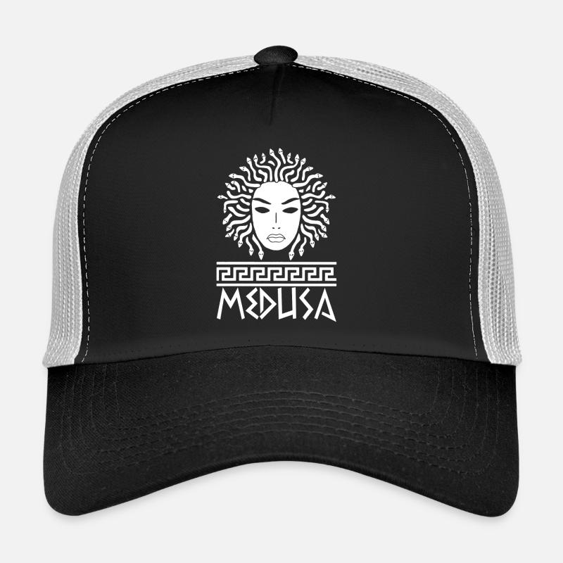 Frau mit Schlangenhaar (weiß) - Trucker Cap - Schwarz/Steingrau