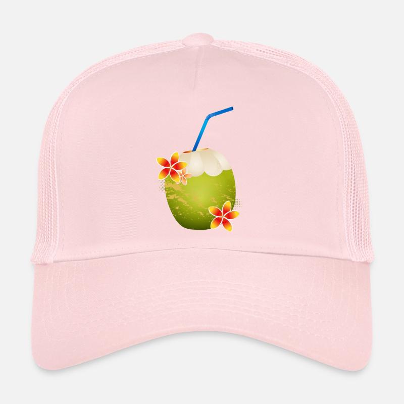 Cocktail de noix de coco décoré avec fleur & paille Casquette trucker 