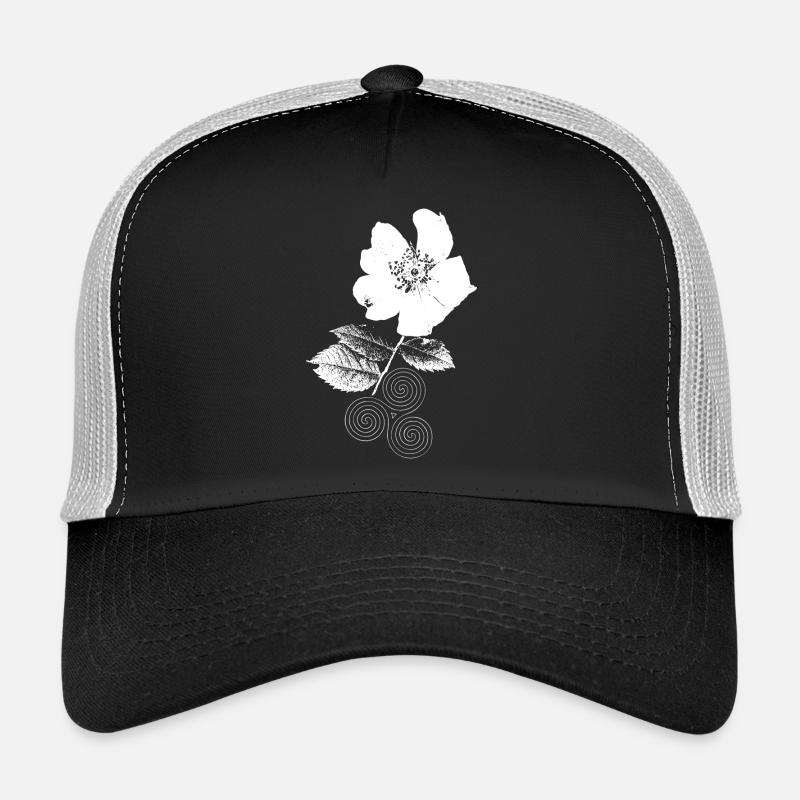 Rose sauvage avec triskelion Spirale Trinity Flower Casquette trucker 