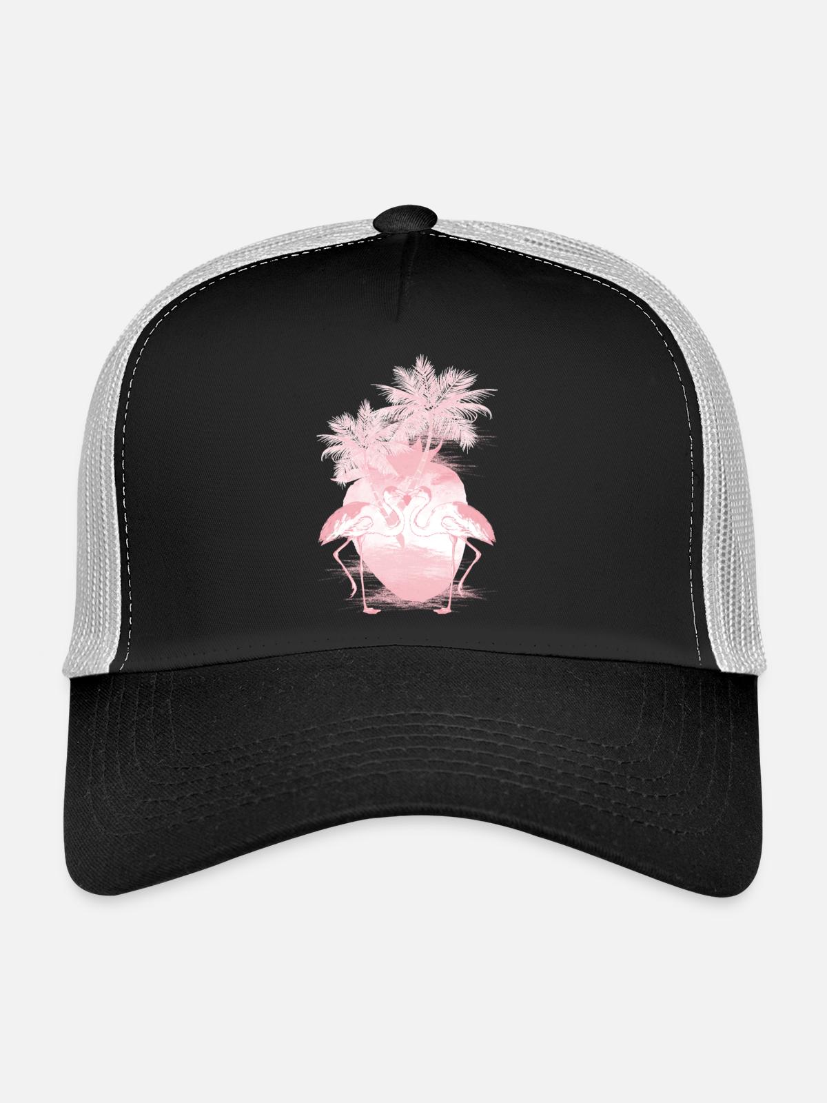 Palm Flamingos Summer Pink - Trucker Cap - black/stone grey - Front