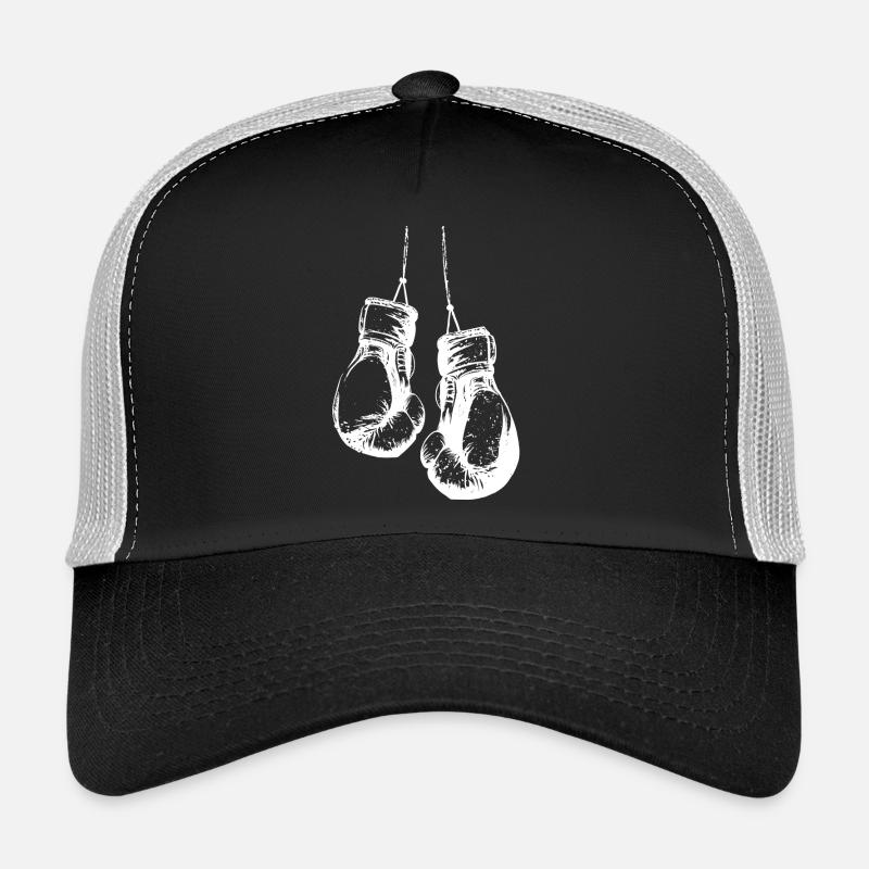 Gants de boxe suspendus en blanc Casquette trucker 