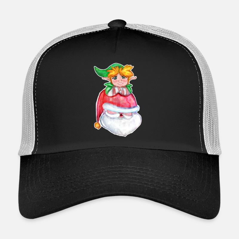 Kawaii Santa & Elf - Trucker Cap - Schwarz/Steingrau