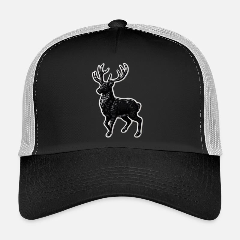 Schwarzer Hirsch Geweih Patchmotiv Trucker Cap