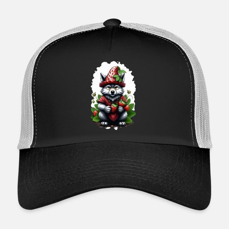 Wolf Erdbeere 2 - Trucker Cap - Schwarz/Steingrau