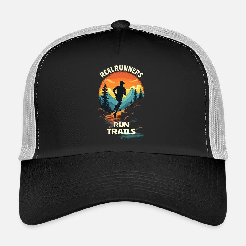 Echte Läufer laufen Trails - Trail Running - Trucker Cap - Schwarz/Steingrau