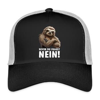 Faultier Sloth Wildnis Bevor du fragst Nein - Trucker Cap - Schwarz/Steingrau - Vorne