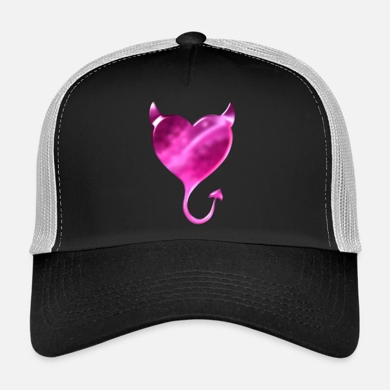 Pink Devil Heart Trucker Cap