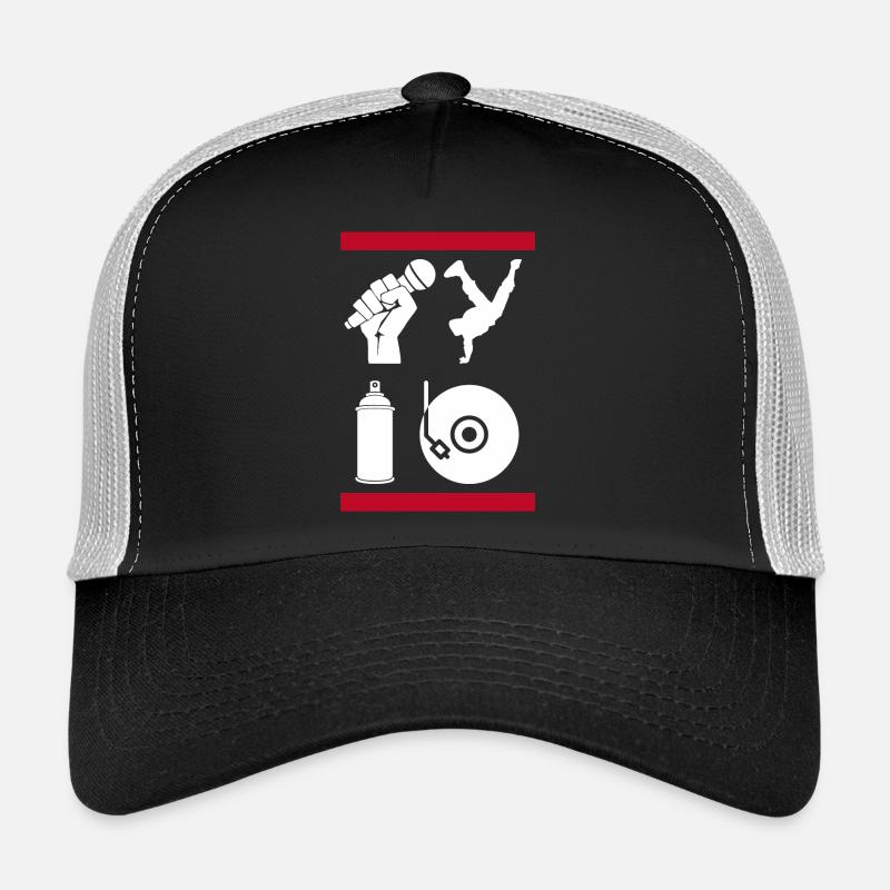 Les 4 éléments du hip-hop - Casquette trucker  - noir/gris pierre